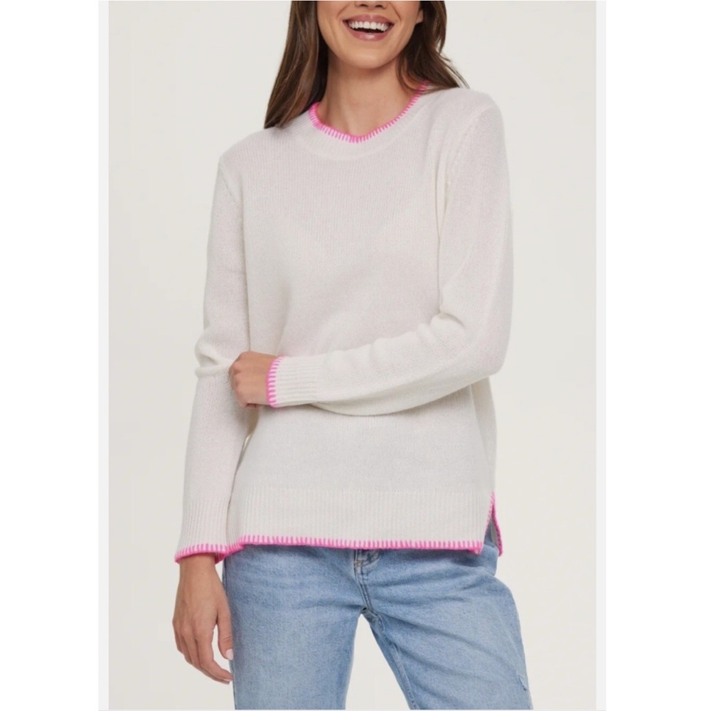 Filoro Delaney Cashmere Whipstitch Crewneck Sweater